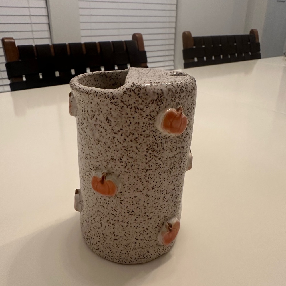 Ditsy Pottery Ceramic Pumpkin Tumbler NWOT